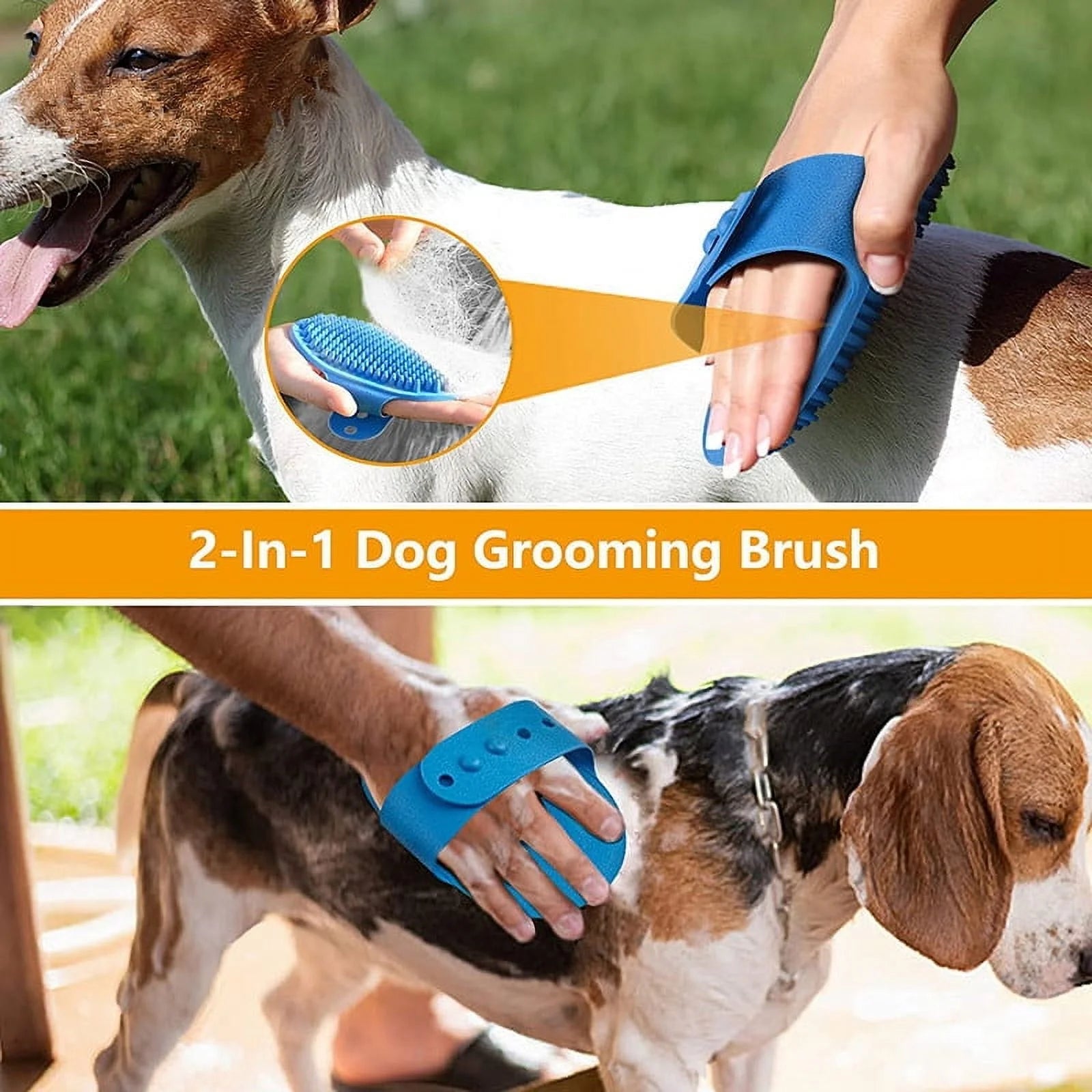 3Pack Pet Bath Brush, Dog Brush Cat Brush, Soft Brush Adjustable Width Size for Pet Shower/Grooming/Washing(Blue Green Yellow)